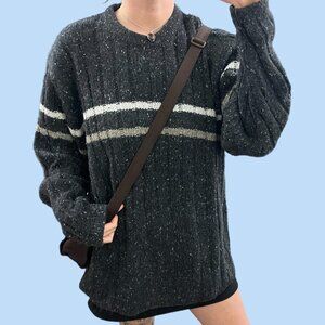 y2k gray striped indie skate grunge knit sweater